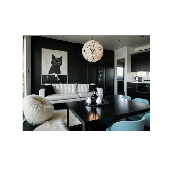 HANDCRAFTED  digital art print Modern Black and White Living Room Art NWT - Picture 1 of 11